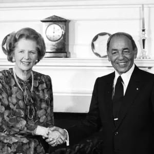 Margaret Thatcher Print with King Hassan of Morocco at Downing Street Margaret Thatcher Print with King Hassan of Morocco at Downing Street