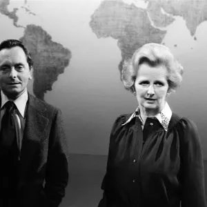 Margaret Thatcher, Leader of the Conservative Party, who is being interviewed by Brian Margaret Thatcher, Leader of the Conservative Party, who is being interviewed by Brian