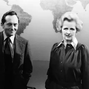 Margaret Thatcher, Leader of the Conservative Party, who is being interviewed by Brian Margaret Thatcher, Leader of the Conservative Party, who is being interviewed by Brian