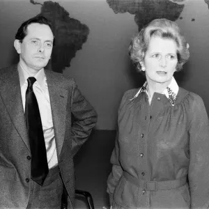 Margaret Thatcher, Leader of the Conservative Party, who is being interviewed by Brian Margaret Thatcher, Leader of the Conservative Party, who is being interviewed by Brian