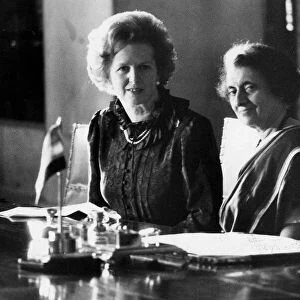 Margaret Thatcher and Mrs Indira Ghandi at meeting in India - April 1981