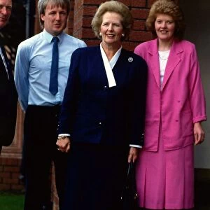 Margaret Thatcher outside Howdens factory Glasgow 1987