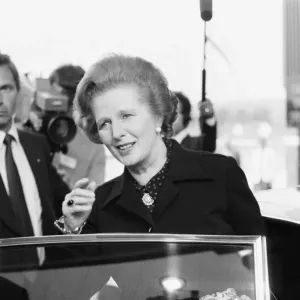 Margaret Thatcher PM, officially opens a new warehouse in Whetstone