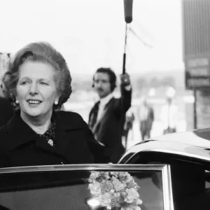 Margaret Thatcher PM, officially opens a new warehouse in Whetstone