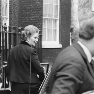 Margaret Thatcher PM pictured outside Downing Street, London, Thursday 22nd April 1982 Margaret Thatcher PM pictured outside Downing Street, London, Thursday 22nd April 1982