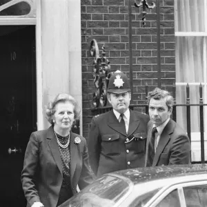 Margaret Thatcher PM pictured outside Downing Street, London, Wednesday 7th April 1982 Margaret Thatcher PM pictured outside Downing Street, London, Wednesday 7th April 1982