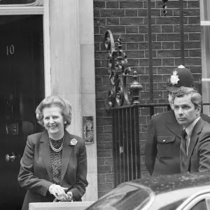 Margaret Thatcher PM pictured outside Downing Street, London, Wednesday 7th April 1982 Margaret Thatcher PM pictured outside Downing Street, London, Wednesday 7th April 1982