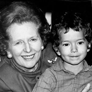 Margaret Thatcher presenting Variety Club coach at House of Commons - October 1987
