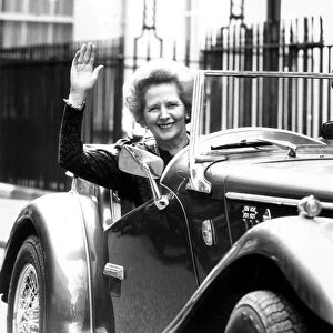 Margaret Thatcher sitting in a Morgan Sportscar - 27th April 1987