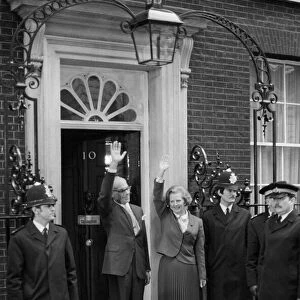 Margaret Thatcher wins 1979 General Election - new Prime Minister outside No 10 Downing