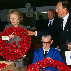 Margaret Thatcherat Poppy factory September 1986