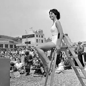 Marilyn Monroe look-a-like competition at Hastings. 15th July 1958