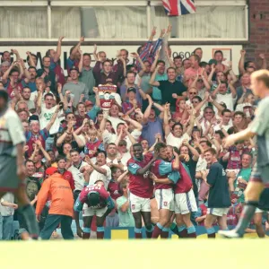 Mark Draper (number 8 - goal scorer out of shot) makes it 2 - 0 to Aston Villa against Mark Draper (number 8 - goal scorer out of shot) makes it 2 - 0 to Aston Villa against