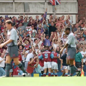 Mark Draper (number 8 - goal scorer out of shot) makes it 2 - 0 to Aston Villa against Mark Draper (number 8 - goal scorer out of shot) makes it 2 - 0 to Aston Villa against