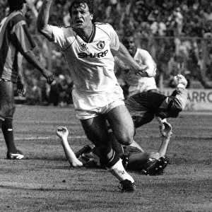 Mark Hughes celebrates his goal for Manchester United in the 1990 FA Cup final against