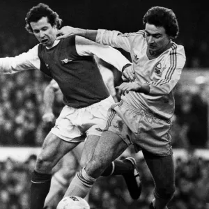 Martin O Neill of Nottingham Forest & Liam Brady of Arsenal challenge for ball Martin O Neill of Nottingham Forest & Liam Brady of Arsenal challenge for ball