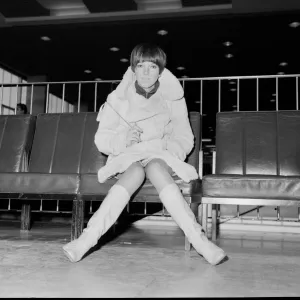 Mary Quant, at London Airport, on her way to Paris to go to a fancy dress ball Mary Quant, at London Airport, on her way to Paris to go to a fancy dress ball