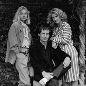 Maryam D Abo (L) actress with Timothy Dalton and Julie T Wallace 1987