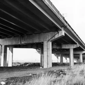 Some of the massive pillars which support the A19 over the Tees. 31st December 1981 Some of the massive pillars which support the A19 over the Tees. 31st December 1981