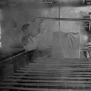 Material being dyed at an un-named Milan cotton mill. Circa 1955