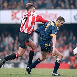 Mathew Le Tissier of Southampton tackles Dean Blackwell of Wimbledon during the two