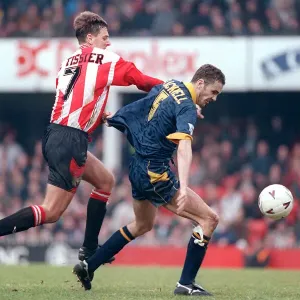 Mathew Le Tissier tackles Dean Blackwell 1994 during Southampton v Wimbledon