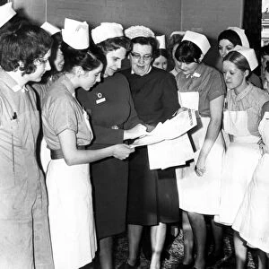 The Matron of George Eliot Hospital, Nuneaton, Miss A. Barry(centre), and her assistant