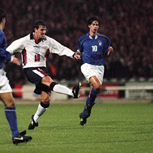 Matthew Le Tissier attempts a goal at Wembley where England lost their World Cup