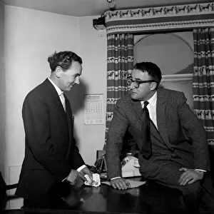 Maurice Woodruff with actor comedian Peter Sellers (right) March 1959