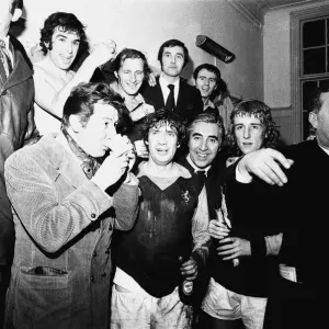 Max Bygraves and Doug Ellis seen here with Aston Villa celebrating in the dressing room