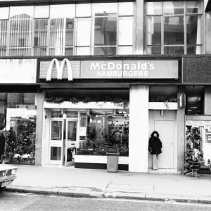 McDonalds Hamburgers cafe in the west end of London opens its door McDonalds Hamburgers cafe in the west end of London opens its door