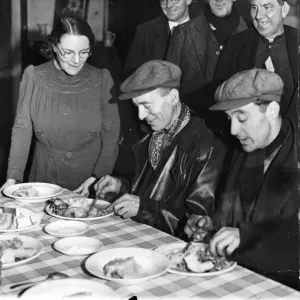 1942 Print of Dockers Receiving Meals 1942 Print of Dockers Receiving Meals