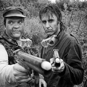 Meat Loaf and John Parr take part in a survival game in Common Wood, near Hatfield