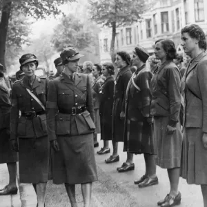 Print of New recruits for the Mechanised Transport Corps being inspected