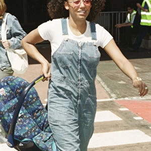 Mel B Scary Spice arrives at Heathrow Airport June 1999 Mel B of Spice Girls
