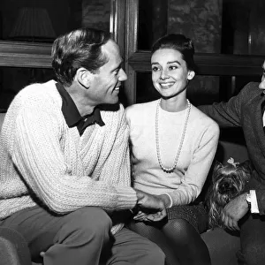 Mel Ferrer and Audrey Hepburn with Donald Zec