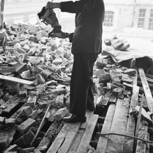 Westminster Hospital Print: Damaged Instrument Amidst Rubble