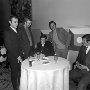 Five members of the Belgians K Lierse football team having a talk over prospects around Five members of the Belgians K Lierse football team having a talk over prospects around