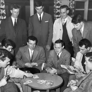 Members of the Birmingham City football team enjoying a game of cards before flying off Members of the Birmingham City football team enjoying a game of cards before flying off