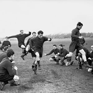 Members of the Bristol Rovers football team pictured in training before the FA Cup match