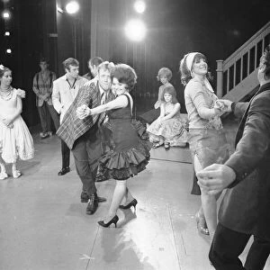 Members of the cast of Grease seen here on stage at the Coventry Theatre during a dress