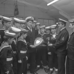 Members of Coventry Sea Cadet Corp band admiring the three trophies they won Members of Coventry Sea Cadet Corp band admiring the three trophies they won