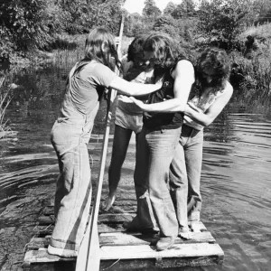 Members of Heavy Metal group Black Sabbath messing about on the river in the scenic Wye Members of Heavy Metal group Black Sabbath messing about on the river in the scenic Wye