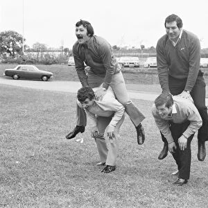 Members of the Leed Rugby League team seen here larking around at Crystal Palace