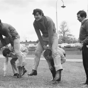 Members of the Leed Rugby League team seen here larking around at Crystal Palace Members of the Leed Rugby League team seen here larking around at Crystal Palace