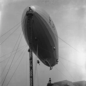Members of Parliament visit the Airship R36 at Pulham. Passengers board the airship by