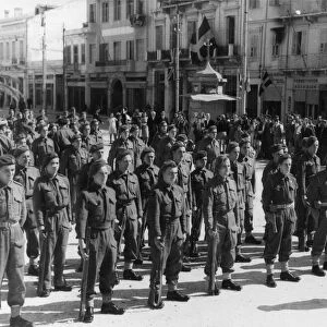 Some members of the RAF regiment who took part in the battle of Patras were inspected