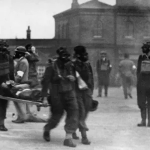 Members of the Reading Home Guard seen here as stretcher bearers during a simulated gas Members of the Reading Home Guard seen here as stretcher bearers during a simulated gas