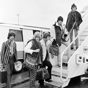 Members of The Rolling Stones heading for New York, Left to right: Brian Jones