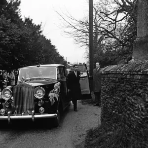 Black and white photograph print of Prince Charles at Hillington Church